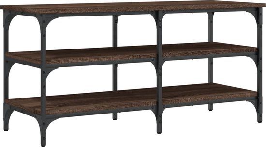 vidaXL Schoenenbankje 100x38,5x49 cm bewerkt hout bruin eikenkleur