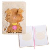 Idena 12104 - Notitieboekje A5 gelinieerd, Fluffy cat, 80 vellen 80 g/m² in wit, met lintmarkeerstift en pluche lint