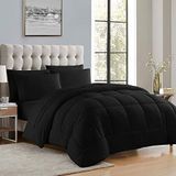 My Sweet Home Luxe pluche loft microfiber vult dekbed insert beddengoed, zwart, koningin