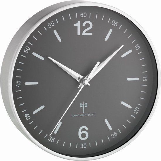TFA Dostmann 60.3503 - Radio Controlled Wall Clock - Silver/Grey