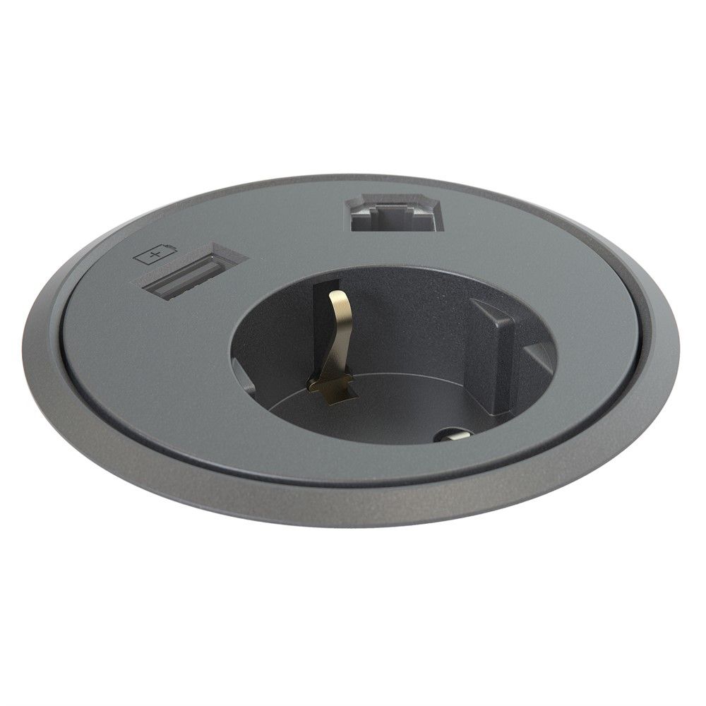 Kondator Powerdot - 1x AC Outlet, 1x USB, Black