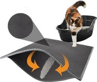 Kattenbakmat - Dubbele laag - Honingraatdesign - Waterdicht - Katten grit opvanger - Zwart - 60x45cm