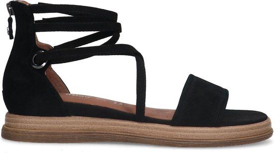 No Stress Dames Zwarte suède sandalen met bandjes - Maat 39