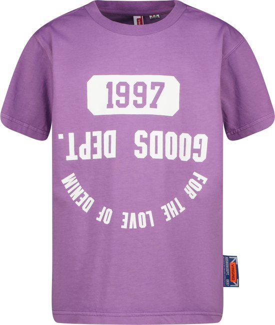 Vingino Haco Jongens T-shirt Katoen Ronde hals Korte mouw Paars Maat 152