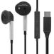 Waytex Bedrade USB-C-hoofdtelefoon, universeel, compatibel met alle merken, mobiele telefoons, tablets en pc, ruisonderdrukking, volume- en microfoonbediening, handsfree, kabel 1,2 m, zwart