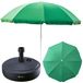 botle Groene polyester/stalen/polypropyleen parasol met antracietkleurige ronde parasolvoet, 240 cm diameter, 230 cm hoogte, rond, lichtgewicht, met remfunctie