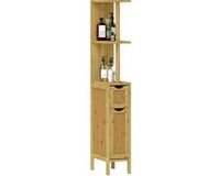 Homcom Badkamerkast MDF 18x30x120cm Natuurlijk Hout