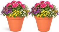 Mega Collections Pot de fleurs / pot de plantes - 2x - plastique - orange - intérieur/extérieur - D20 x H17 cm
