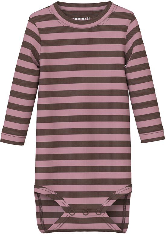 NAME IT Baby gestreepte romper French Roast Katoen/Modal/Elastaan Maat 62