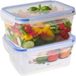 Excellent Houseware Boîte de conservation - 2x - 1100 ml - transparent - plastique - 18,8 x 13 x 8,7 cm - Fermeture hermétique