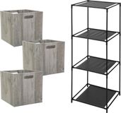 5Five Opbergrek Smartrack - met 3x mandjes stof - grijs - 34 x 98 cm