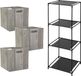 5Five Opbergrek Smartrack - met 3x mandjes stof - grijs - 34 x 98 cm