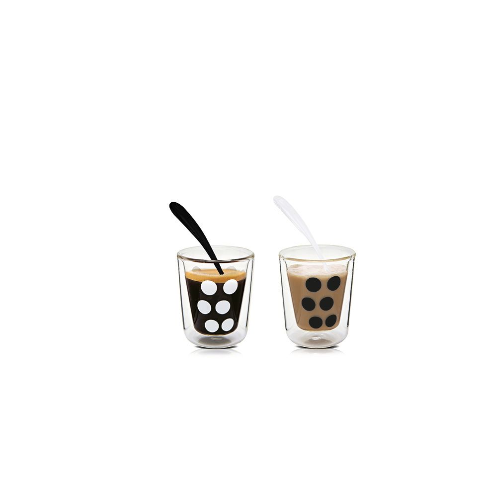 Zak!Designs DotDot espressobeker dubbelwandig - 7,5 cl - 2 stuks