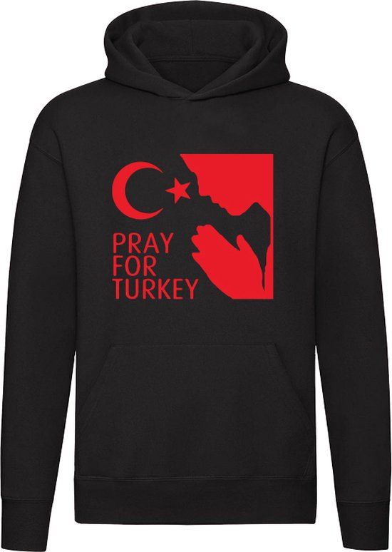 Pray for Turkey Hoodie - Black - Unisex - Size L