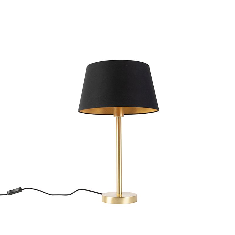 QAZQA Simplo Tafellamp met kap - Zwart - H 525 mm