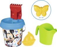 Smoby Mickey Seau - Seau de plage avec tamis, râteau, pelle, arrosoir et moule à sable - À partir de 18 mois - Bleu/Jaune/Vert/Rouge