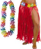 Bol Hawaii rokje hoelahoep en bloemenkrans met led - Adultes - rouge - thème tropical fête
