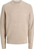 JACK & JONES Jjblake knit crew neck regular fit - homme pull mélange de coton à col rond - beige (moonbeam)