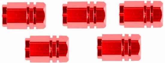 Race sport Ventieldoppen Hexagon Av Aluminium Rood 5 Stuks