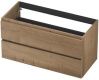 INK - Onderkast 2L Greeploos Houten Keerlijst Fineer - 1000x450x520 Mm - Ash Grey Fineer