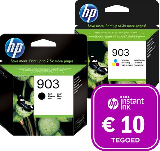 HP 903 Inktcartridge Kleur + Zwart + Instant Ink tegoed