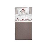 PENSIERI DELICATI Beddengoedset voor eenpersoonsbed, 100% katoen, beddengoedset voor eenpersoonsbed, 90 x 200 cm, inclusief hoeslaken, bedlaken en 1 kussensloop, gemaakt in Italië, motief: katjes