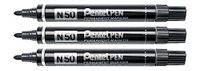 Pentel N50 permanent marker, conische punt, zwart, 3 stuks