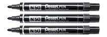 Pentel N50 permanent marker, conische punt, zwart, 3 stuks