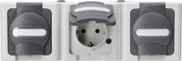 Kopp 131356005 BlueElectric Compleet Wandcontactdoos met randaarde en klapdeksel spatwaterdicht Grijs 3-voudig
