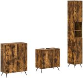 vidaXL - 3-delig - badkamerkast - set - BREDA - Gerookt - eiken - Bewerkt - hout