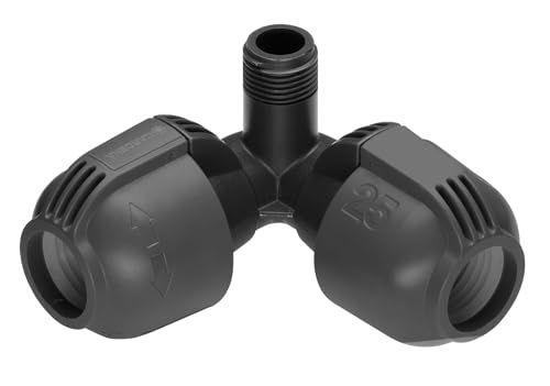 GARDENA Hoekstuk met buitendraad voor sprinklersysteem: Verbindingsstuk voor haakse aansluiting van verzonken sproeier T 380, 25 mm x 1/2", Quick & Easy verbindingstechniek (2782-20)