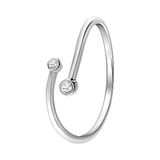 Lucardi Dames Zilveren ring met twee zirkonia stenen - Ring - 925 Zilver - Zilverkleurig - 17 / 53 mm