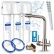 Ari robinet de cuisine 3 voies Venom, acier inoxydable, robinet d'évier. Incluant système de filtration d'eau Aquaphor, installation sous plan, rotatif à 360°