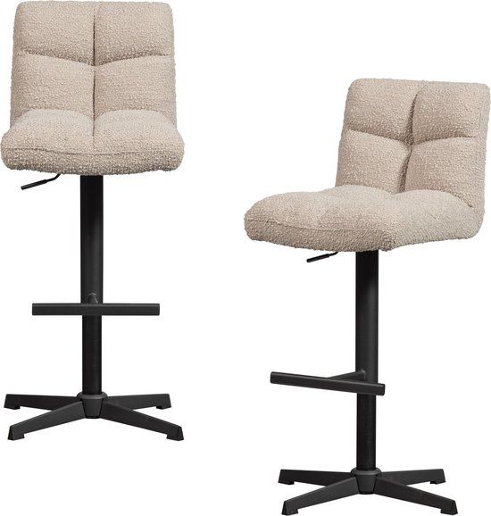 WOOOD Vinny Barstool - Bouclé - Sand - Set of 2 - Industrial Style
