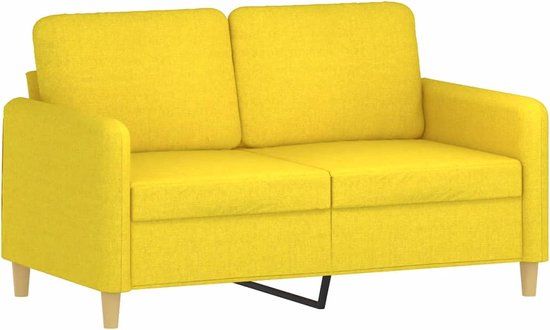 vidaXL Tweezitsbank 120 cm stof lichtgeel