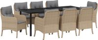 vidaXL 9-delige Tuin Eettafel Set Beige Poly Rattan