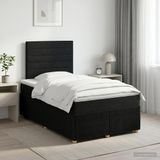 vidaXL Boxspringbed met matras, zwart, 120 x 200 cm, gestoffeerd