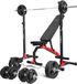 Marbo Sport Banc d'haltères MH7 avec supports d'haltères réglables - 113 kg set d'haltères avec disques en fonte
