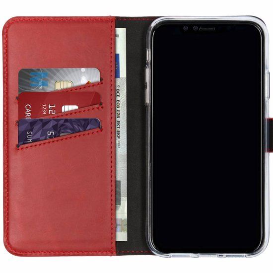 Selencia Echt Leren Bookcase voor de Apple iPhone Xr - Rood