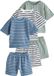 Next Jongens Set van 3 korte pyjama's Blauw/Wit/Grijs gestreept 104/110