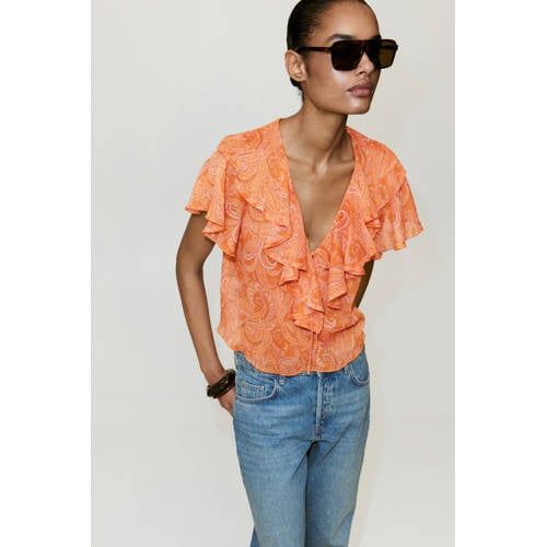 Mango top met paisley - oranje