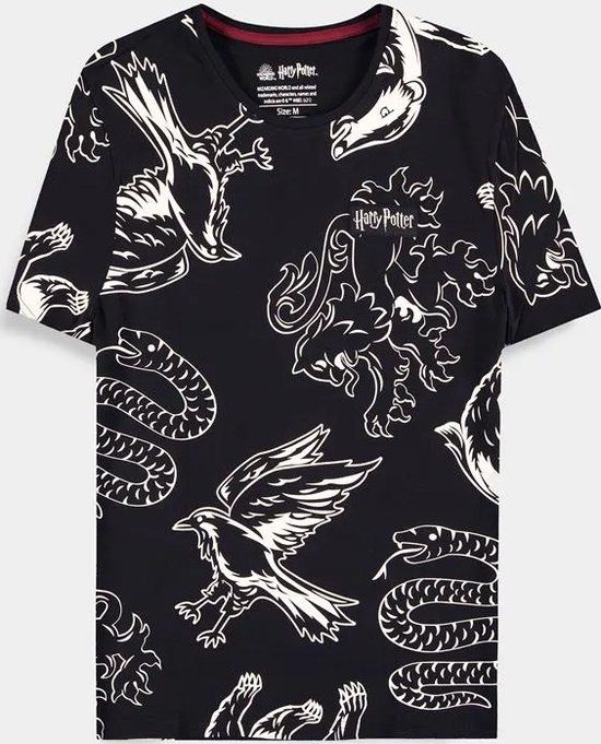 Difuzed Harry Potter Houses All Over Print T-shirt - Black - Men's XL