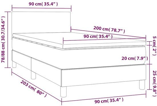 vidaXL Boxspring met matras fluweel donkergroen 90x200 cm