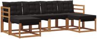 vidaXL - Acacia Hout Loungeset - 6-delig - Naturel en Zwart