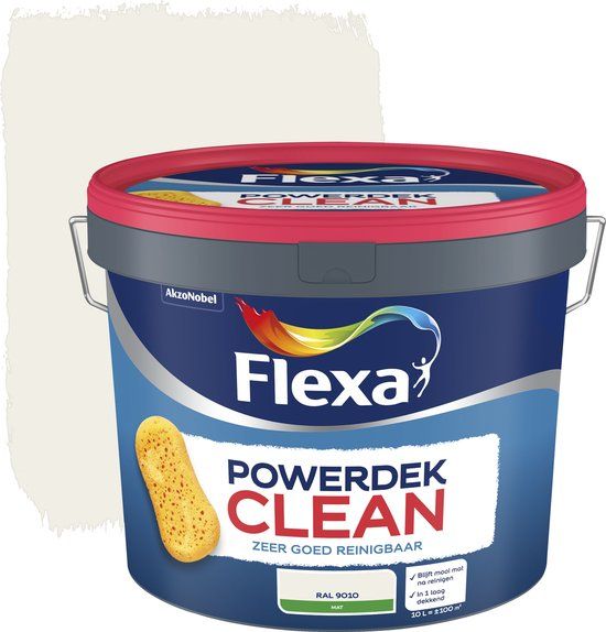Flexa Powerdek Clean Muurverf - RAL 9010 - 10 Liter