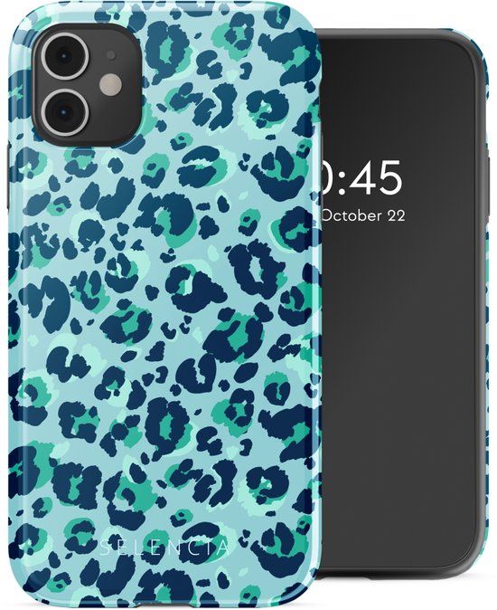 Selencia Hoesje - Geschikt voor Apple iPhone 11 - Backcover - Wild Spots Light Blue