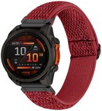 By Qubix Garmin By Qubix - Elastische Solo Loop nylon bandje - Rood - 26mm Quickfit - Geschikt voor Garmin Quatix 8 - 51mm