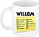 Bellatio Decorations Naam mok Willem - wit - top gozer - keramiek - 300 ml - cadeau collega beker