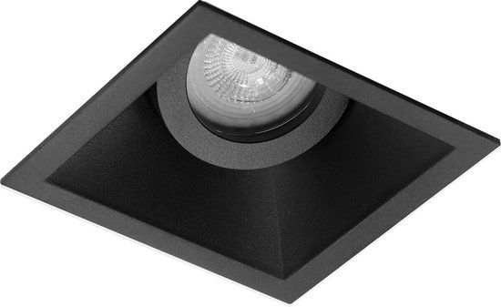 Spot Armatuur GU10 Inbouw Vierkant Mat Zwart Aluminium Kantelbaar 93mm