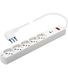 Poly Pool PP2536 Meervoudige stekkerdoos met 5 geaarde stopcontacten, multistandaard, bivalent 10/16 A + 2 USB (A+C), ruimtebesparende stekker 10 A, meervoudige stekkerdoos met 1 schakelaar